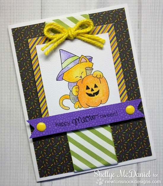 Cat Halloween Card by Shellye McDaniel for Newton's Nook Designs | Newton's Perfect Pumpkin Stamp Set