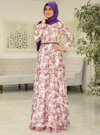 Top 5 Model Long Dress Muslimah Motif Bunga Terbaru 2016