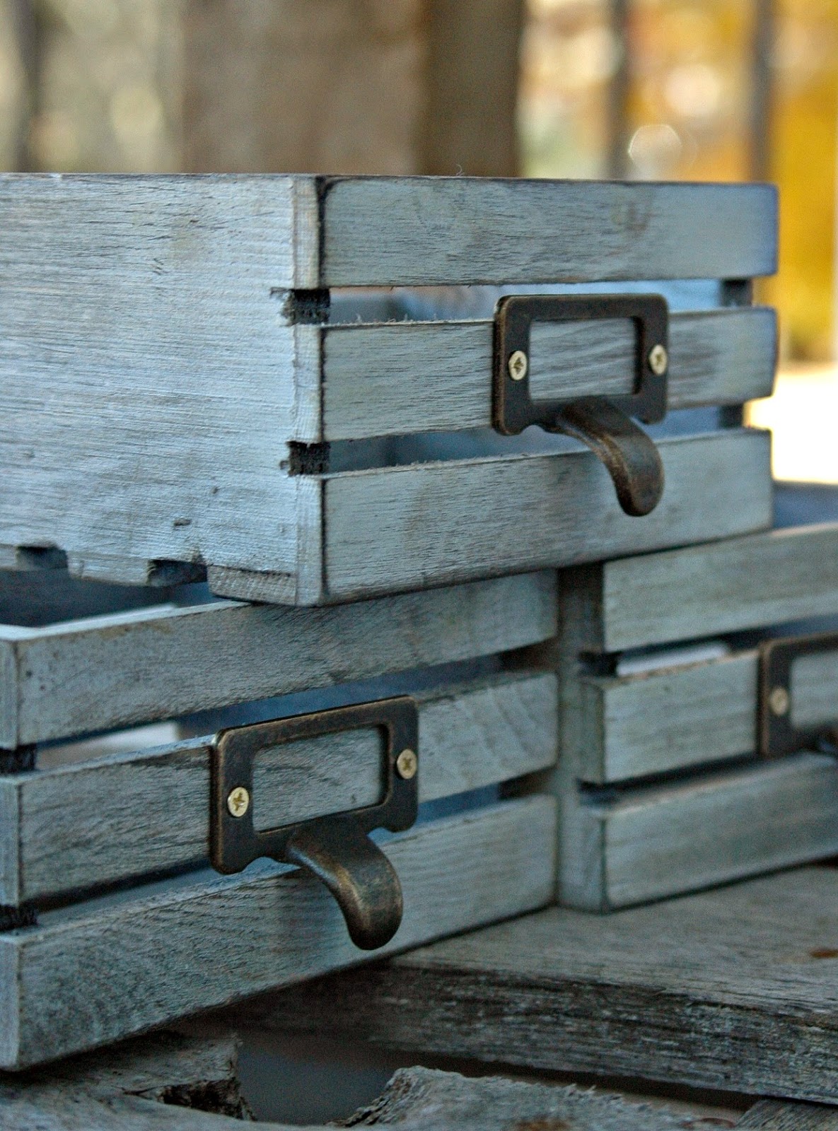 {Craft Fair} Painted Mason Jars and Weathered Wood Boxes Little House