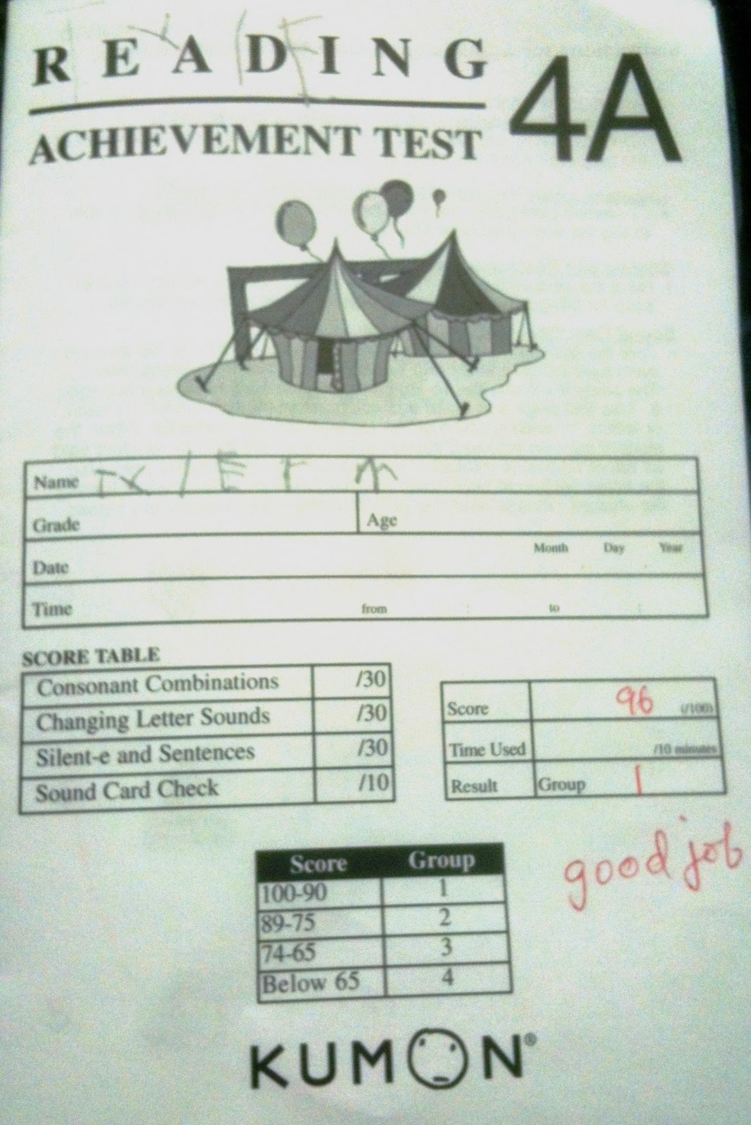 Kumon 4a level reading worksheets