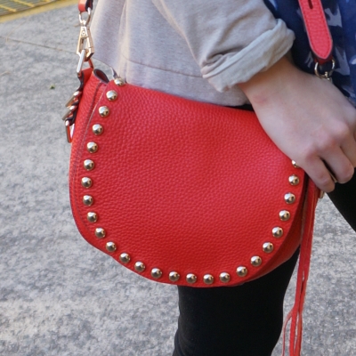 Rebecca Minkoff unlined saddle bag in cherry red | away from the blue