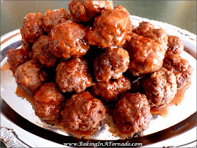 Fruited BBQ Meatballs, Crockpot or Stovetop | Recipe developed by www.BakingInATornado.com | #recipe #dinner #appetizer