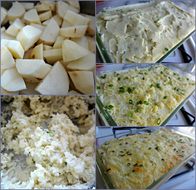 Baked Cheddar and Scallion Mashed Potatoes