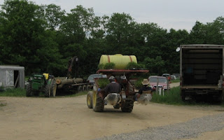 Tractor loaded with work