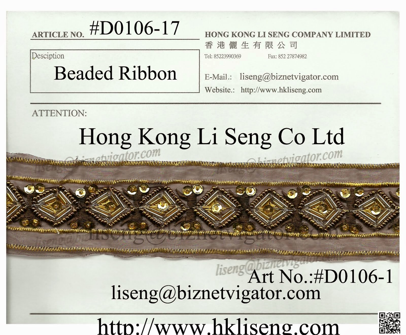 Beaded Ribbon Factory - Hong Kong Li Seng Co Ltd