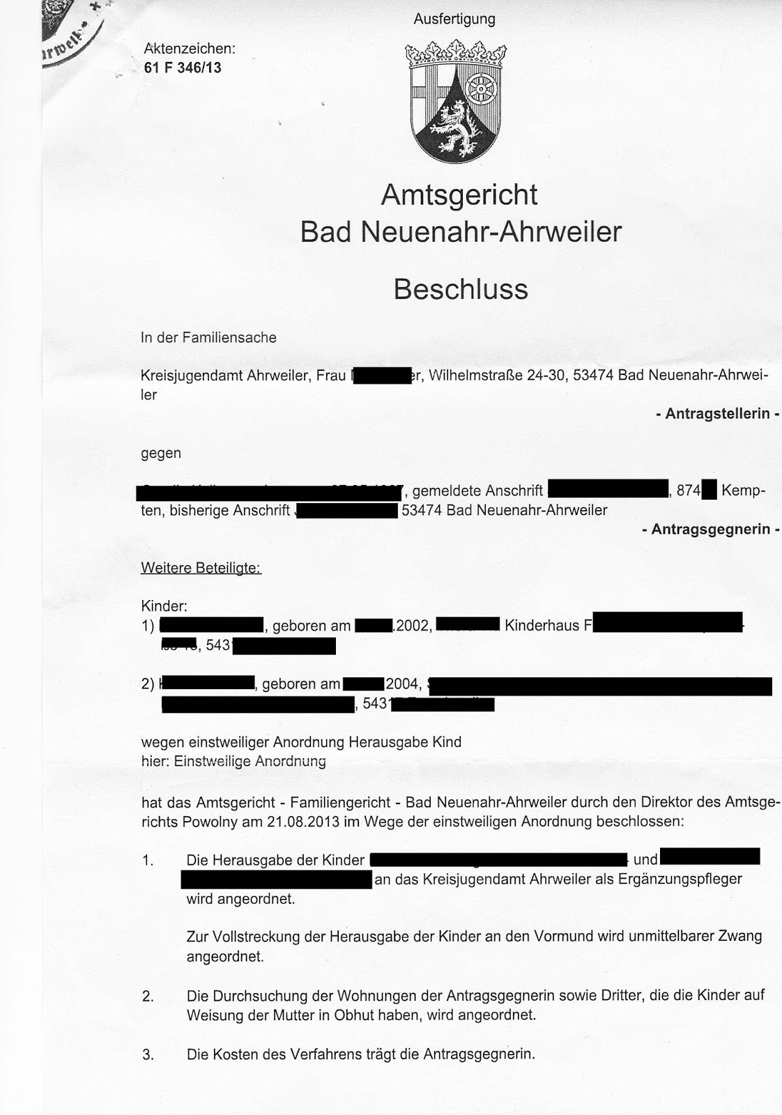 Jugendamt Watch Thema (rechtswidrige) Einstweilige Anordnungen im FamFG