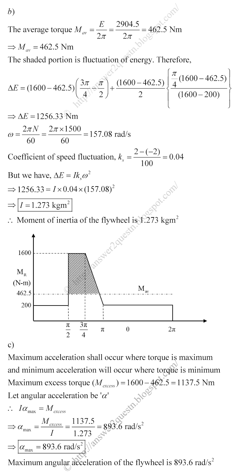 Questions Answers Flywheel Tutorial Problem & Solution (Dynamics of