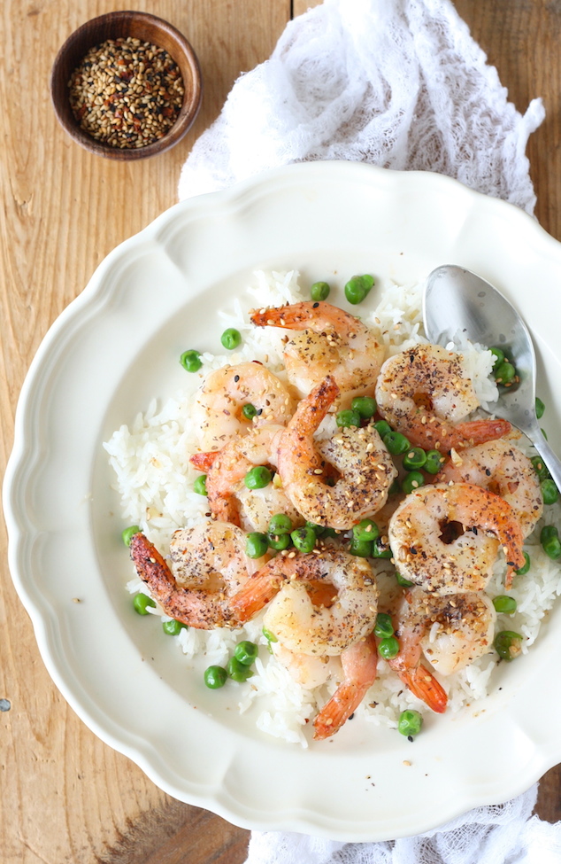 Easy Sesame Shrimp with Sweet Peas stir fry recipe at SeasonWithSpice.com
