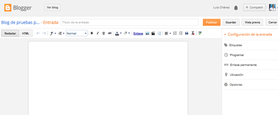Como publicar mi primer artículo en mi blog de Blogger