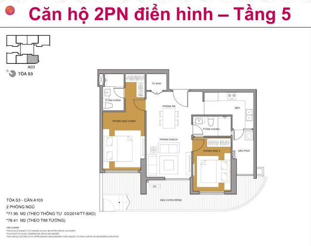 Căn hộ 2 PN tầng 5, tòa S3 Seasons Avenue Căn hộ 2 PN tầng 5, tòa S3 Seasons Avenue