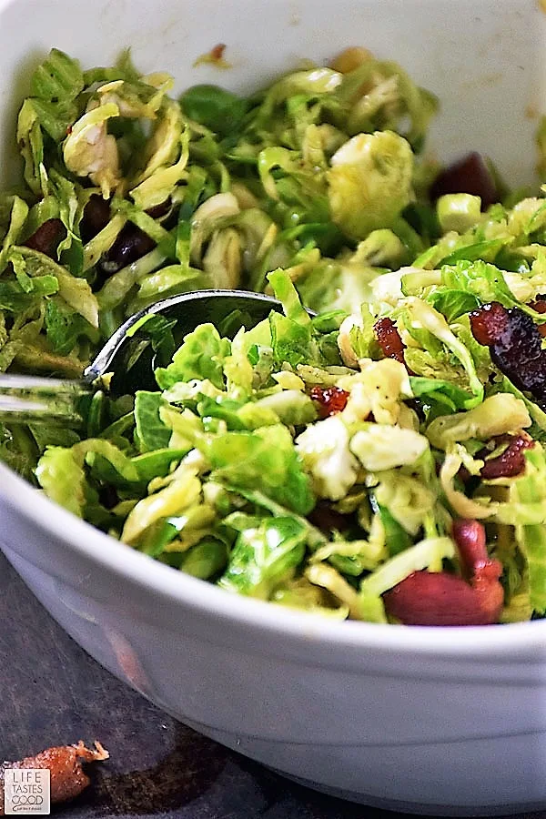 Shredded Brussels Sprouts with Bacon Dressing
