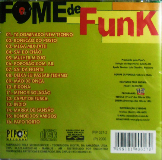 PIPO'S-FOME DE FUNK-2000 - Site Funk antigo
