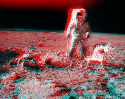 Pete Conrad en la Luna, anaglifo
