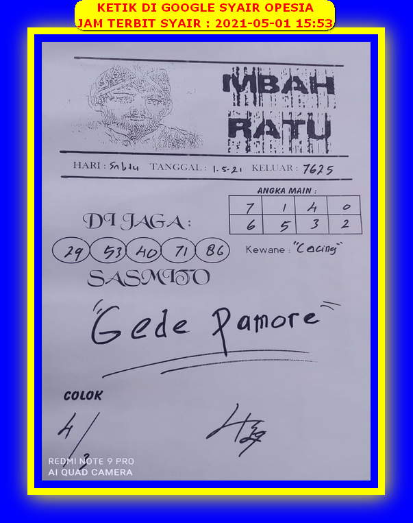 Syair Hk Hari Ini Sabtu 1 Mei 2021 Opesia Official