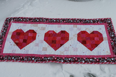 Hearts quilted