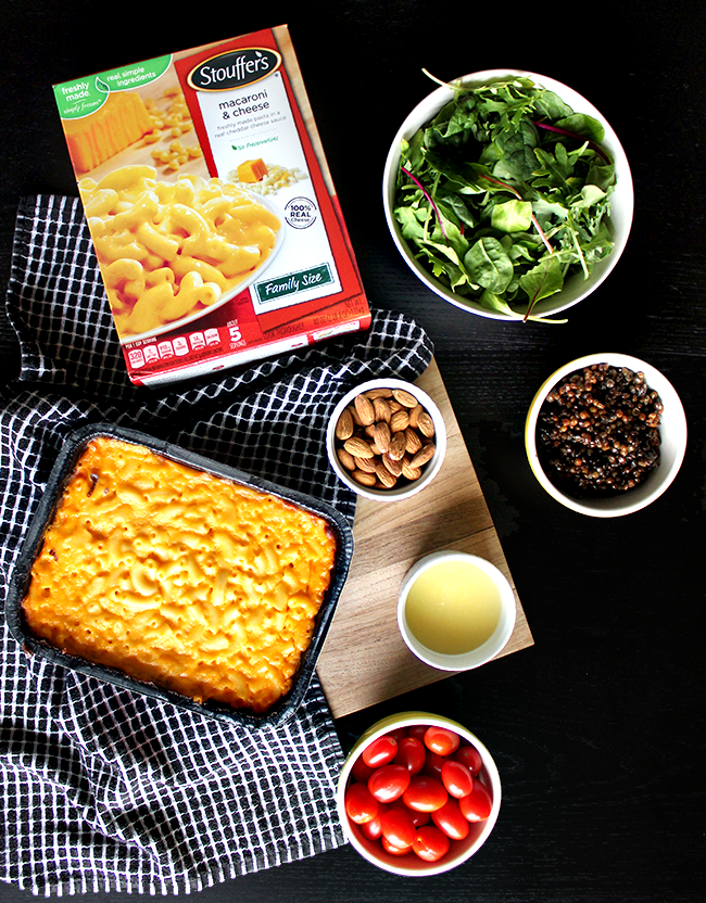 Easy Lentil & Spring Green Salad with Mac & Cheese