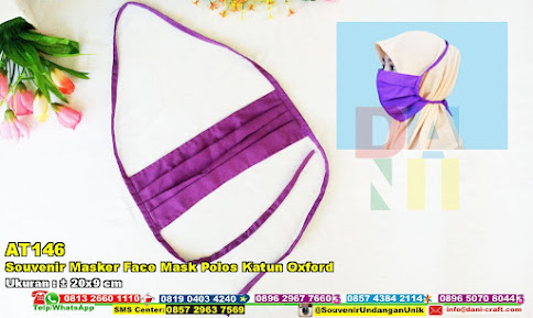 Souvenir Masker Face Mask Polos Katun Oxford