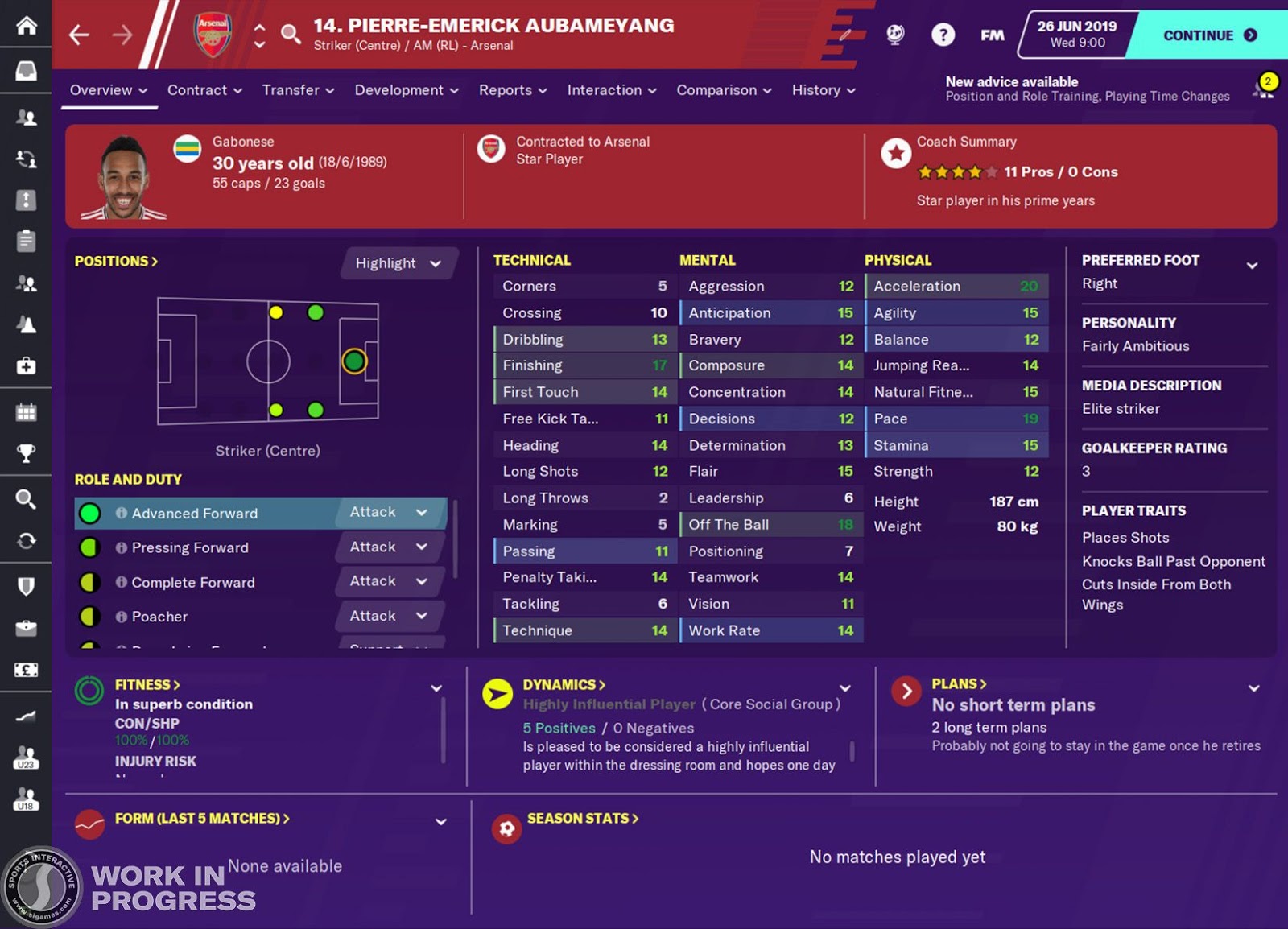 Football Manager 2020 Player Profile Screen