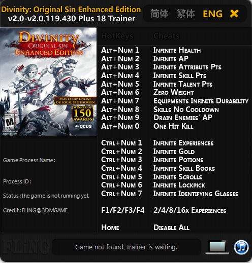 Cheat Trainer Game PC Divinity: Original Sin Cheat Trainer Game PC Divinity: Original Sin