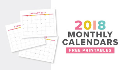 free printable 2018 monthly calendar