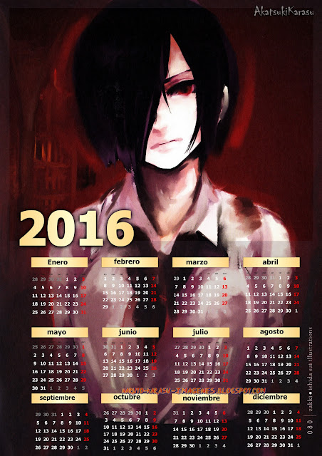 calendario 2016 tokyo ghoul