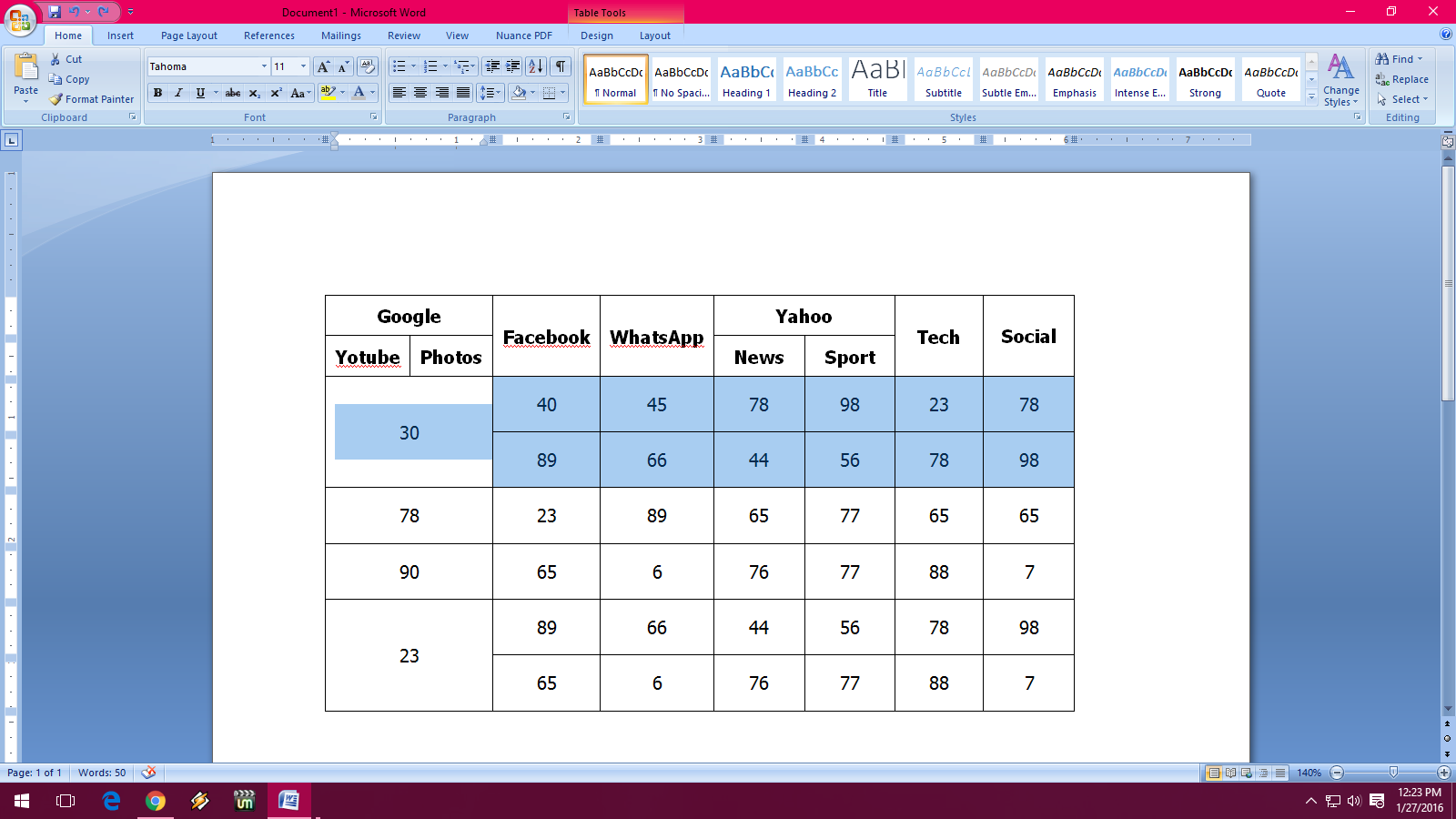 Table Templates Word