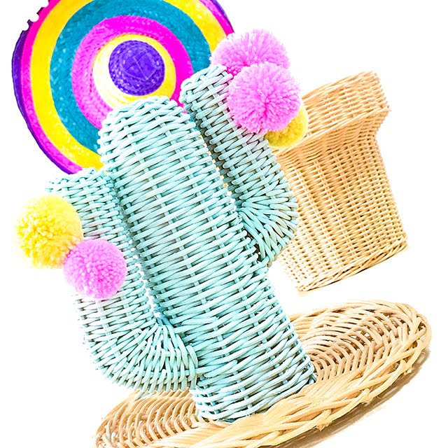diy cesta cactus pompones rite rite detalles