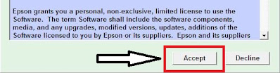 Acepte los términos de condición para el programa Epson Adjustment.