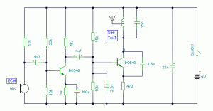 FM TRANSMITTER BUG CIRCUIT DIAGRAM