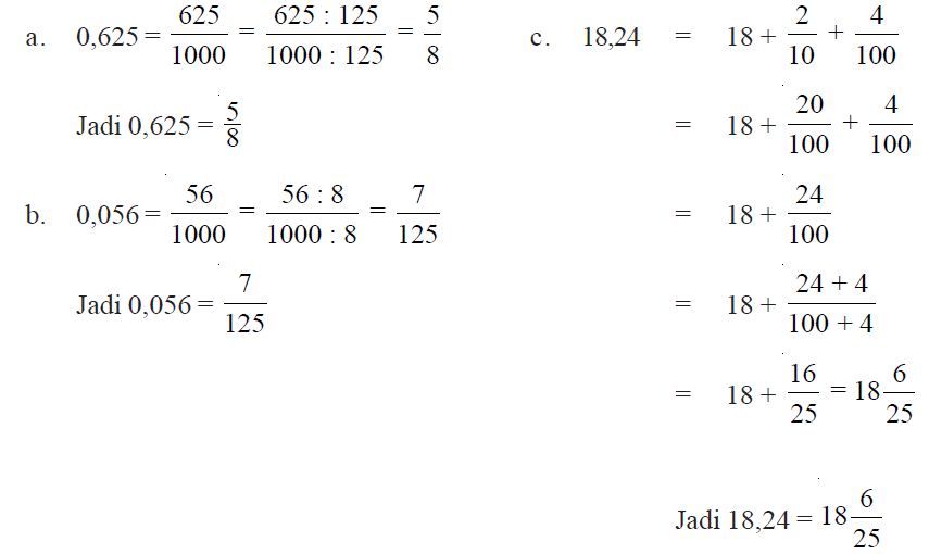 Contoh Soal Mengubah Pecahan Biasa Ke Desimal Kumpulan Soal Pelajaran 7