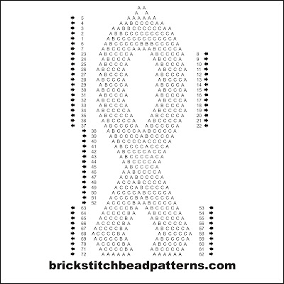 Large Pink Ribbon Brick Stitch Beaded Earring Pendant Pattern Word Chart Click for a larger image of the Large Pink Ribbon brick stitch bead pattern word chart.