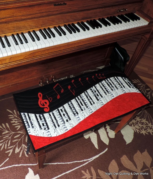 Night Owl Quilting & Dye Works Quilted Piano Bench Cover