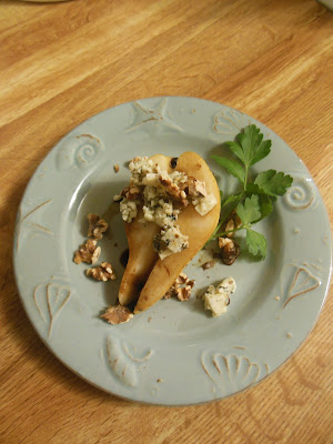 Winter Pear with Gorgonzola, Balsamic Vinegar and Toasted Walnuts.