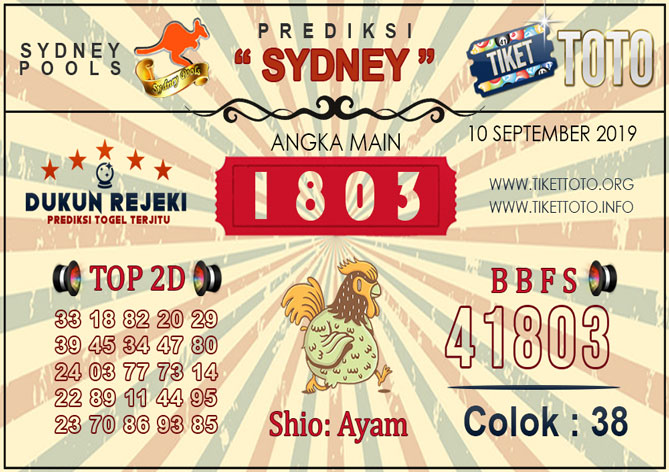 Prediksi Togel SYDNEY TIKETTOTO 10 SEPTEMBER 2019