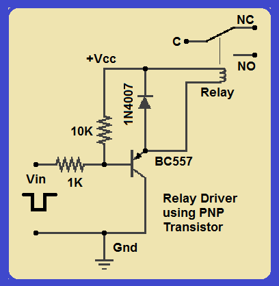 Circuits Lab: Relay Driver using PNP Transistor
