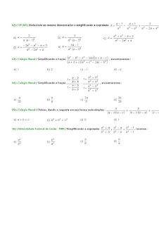 frações algébricas exercicios com respostas