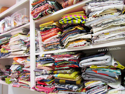 fabric stash - a partial showing in the marty mason collection 