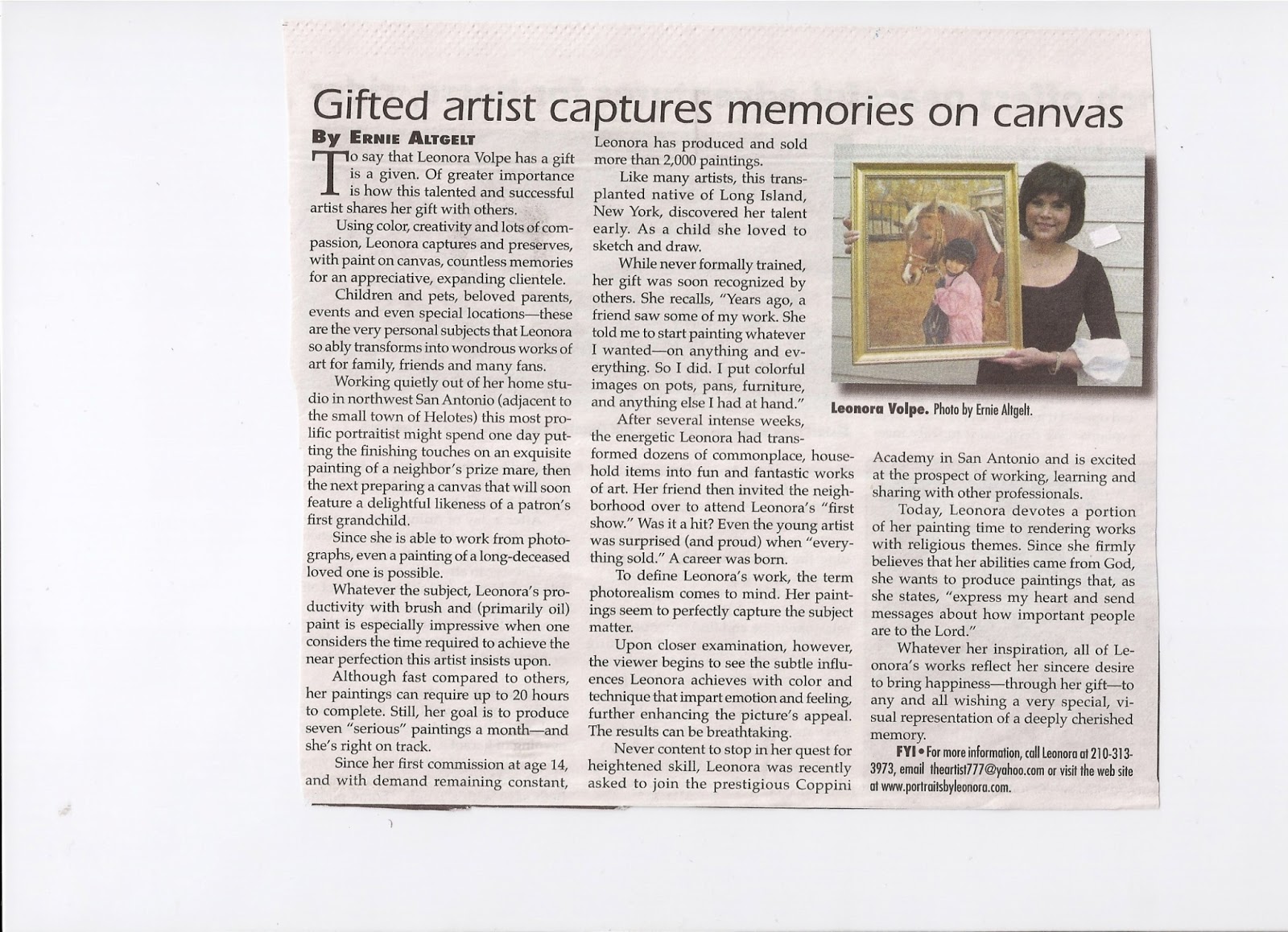 The Texas Portrait Network Artist Spotlight Leonora Volpe