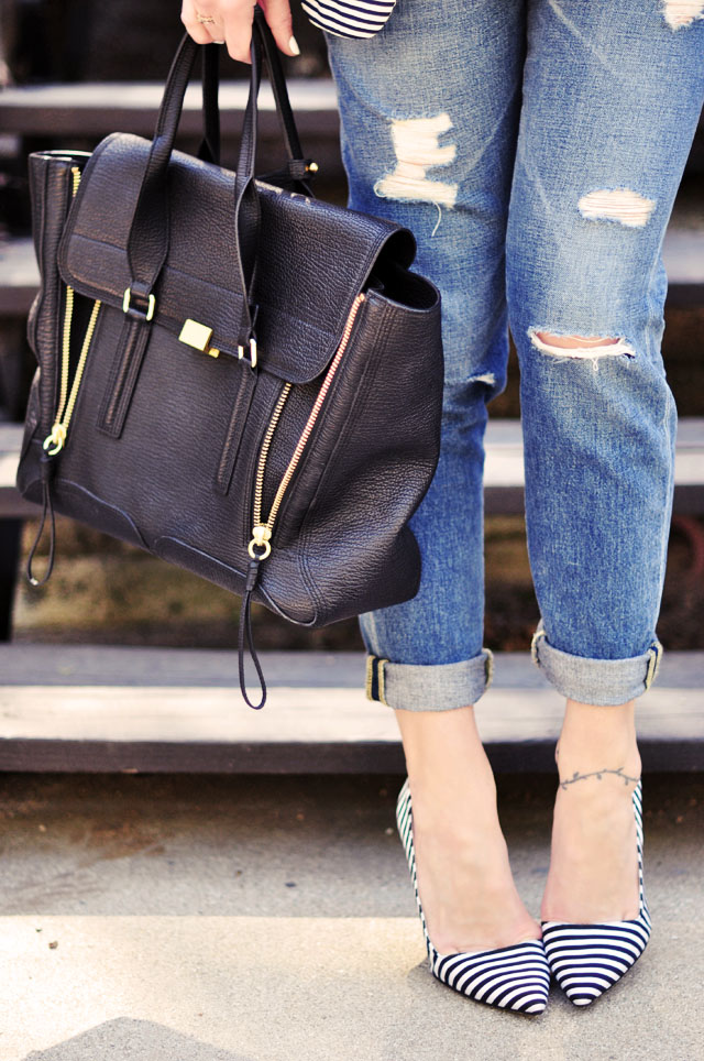 boyfriend jeans for work, striped blazer