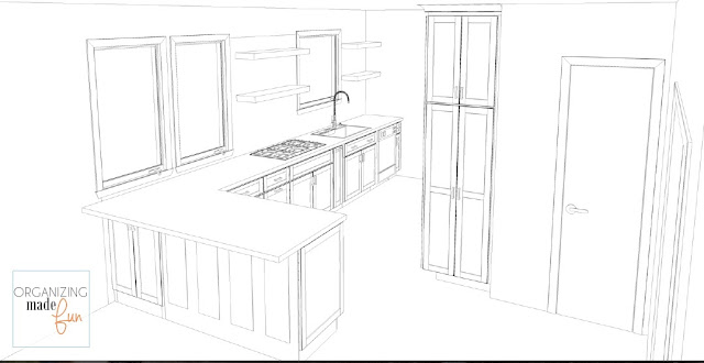 Labeled sketch for kitchen :: OrganizingMadeFun.com