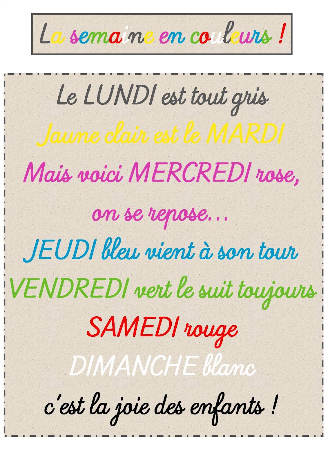 jeu de cartes pour apprendre les jours de la semaine
