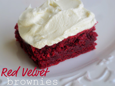Red Velvet Brownies are soft, moist and topped with a creamy White Chocolate Buttercream Frosting. Life-in-the-Lofthouse.com