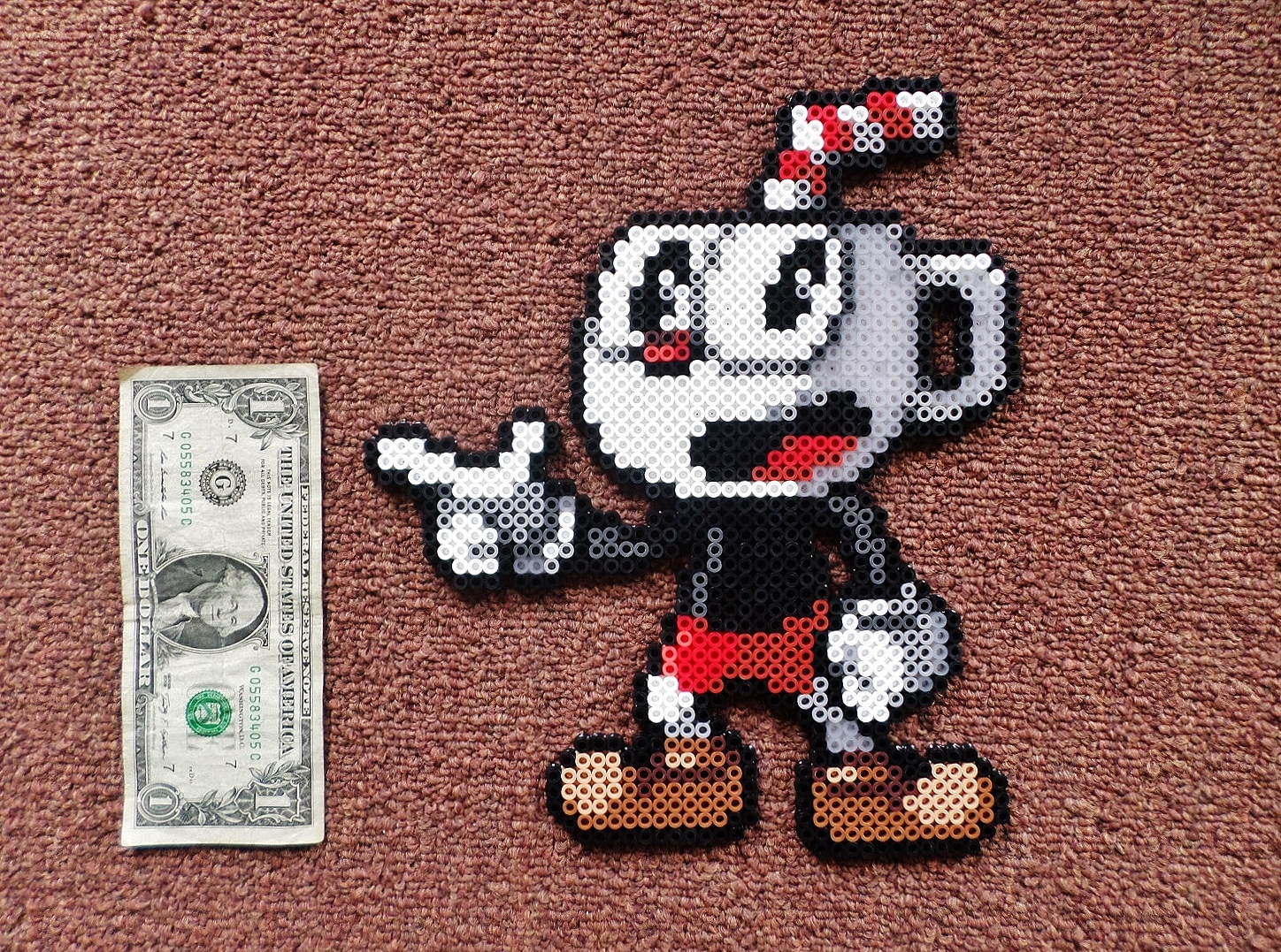 Long Black Fingers Cuphead Perler Bead