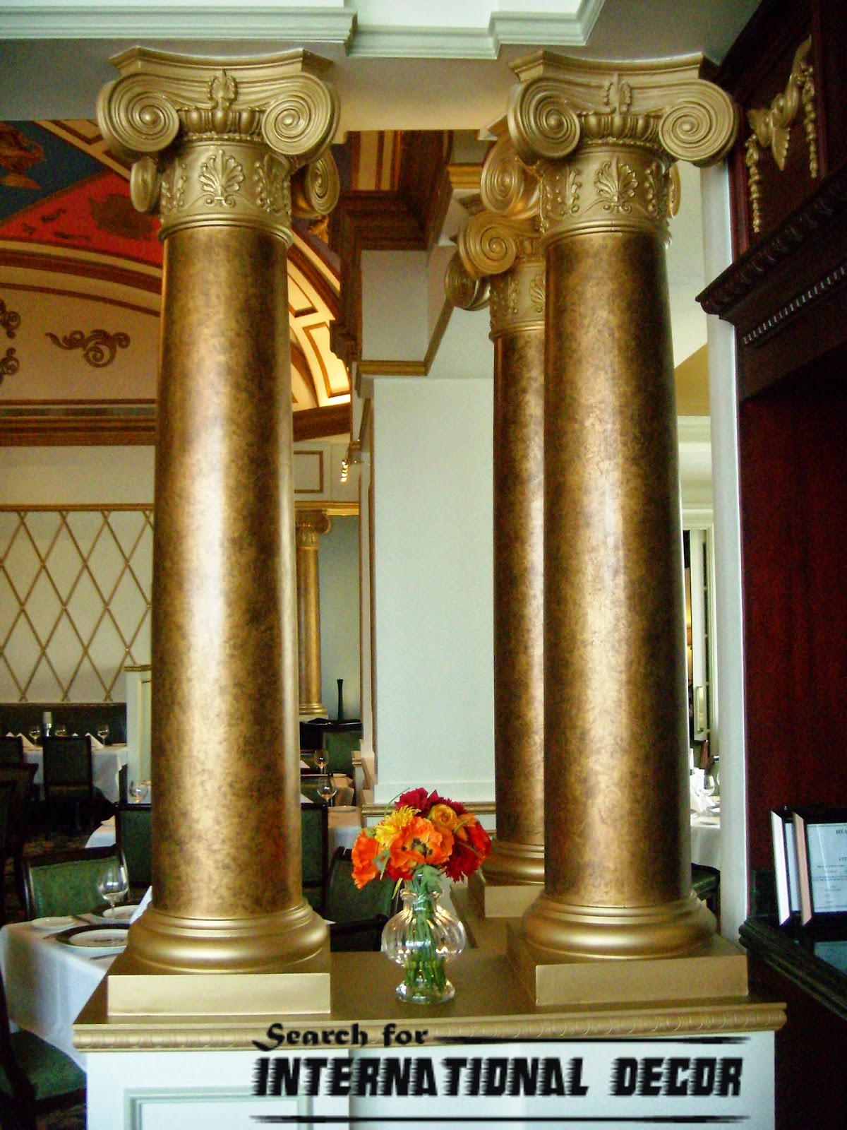 decorative columns, stylish element in modern interior