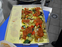 Preparando lasaña de verduras