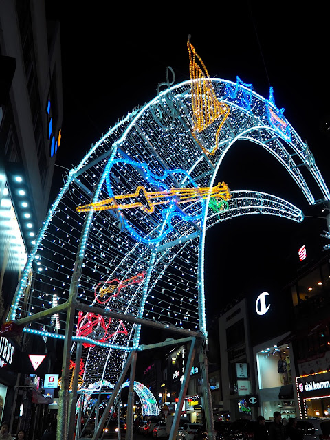 Musical arch of Christmas lights in Nampo, Busan, South Korea