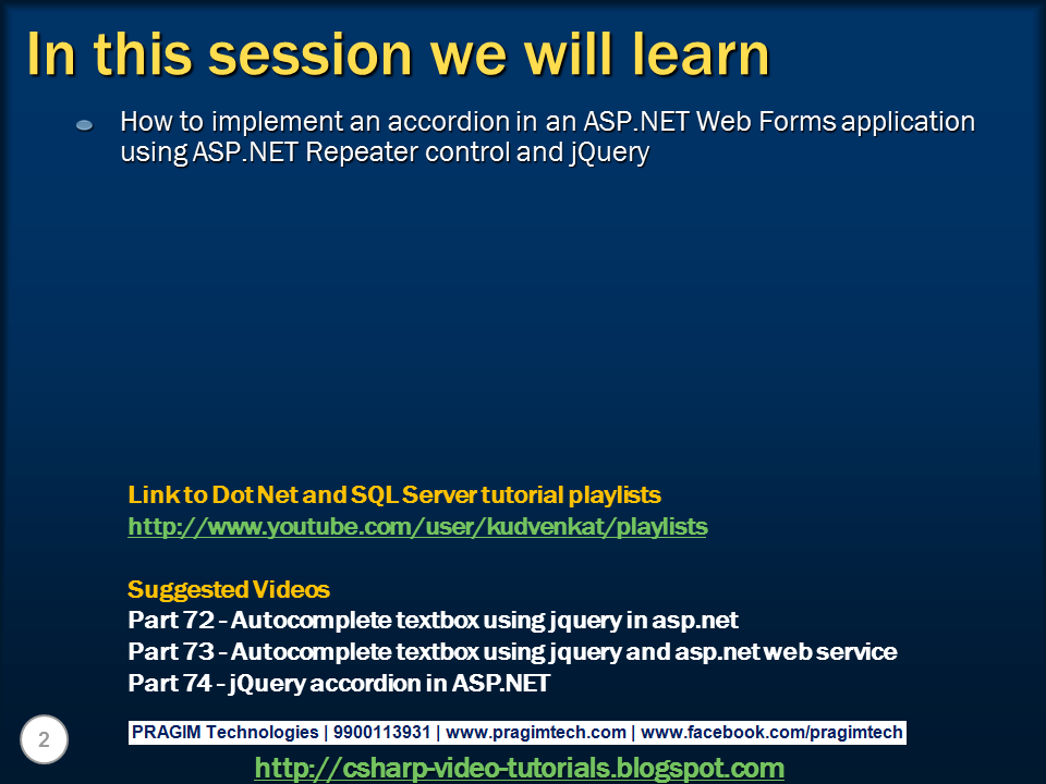 Sql server, and c video tutorial jQuery accordion using