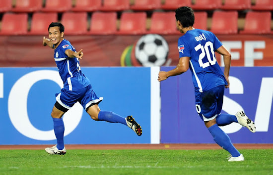 Caligdong after hitting the winning goal.