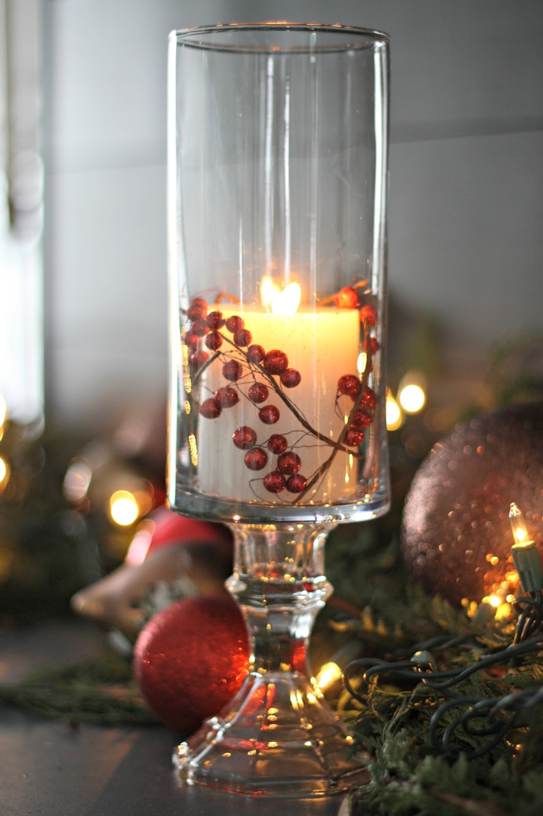 Beautiful DIY pedestal candles (using dollar store items!) from Thrifty