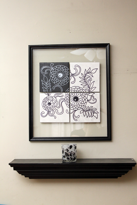 sharpie made tile art hanging on wall